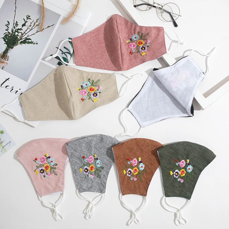 Embroidery Mouth Mask Pm2.5 Outdoor Washable Reuse Adjustable Face Mask Protection Printing Mouth Mask Pollution Respirato Cover