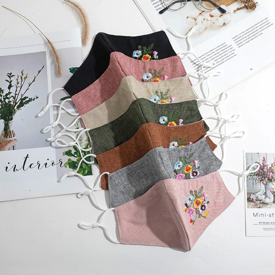 Embroidery Mouth Mask Pm2.5 Outdoor Washable Reuse Adjustable Face Mask Protection Printing Mouth Mask Pollution Respirato Cover
