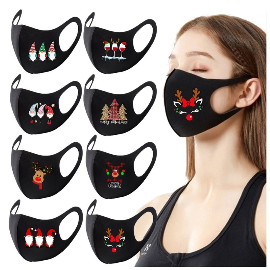 8 PCS Christmas Party Mask For Adult Women And Men Reusable Colorful Fabric Face Mask Fashionable Neutral Washable Mask